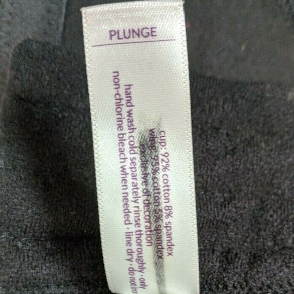 Lane Bryant Cacique Womens Bra Plus Size 40F Plunge Black Cotton Blend - Picture 6 of 6